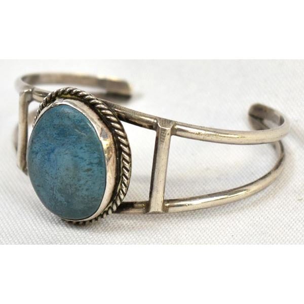 Navajo Sterling Denim Turquoise Cuff Bracelet