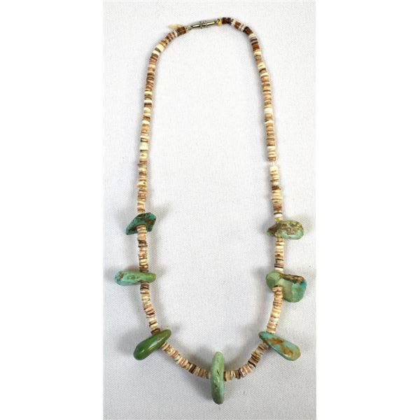 Navajo Shell Heishi and Turquoise Nugget Necklace