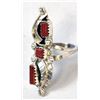 Image 1 : Native American Sterling Coral Ring, Size 8.5