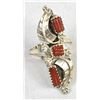 Image 2 : Native American Sterling Coral Ring, Size 8.5