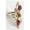 Image 4 : Native American Sterling Coral Ring, Size 8.5