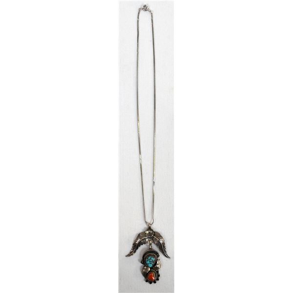 Navajo Sterling Turquoise Pendant Necklace