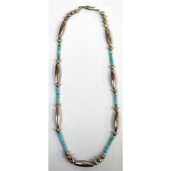 Navajo Sterling and Turquoise Bead Necklace