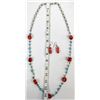 Image 7 : Coral and Turquoise Necklace with Earrings