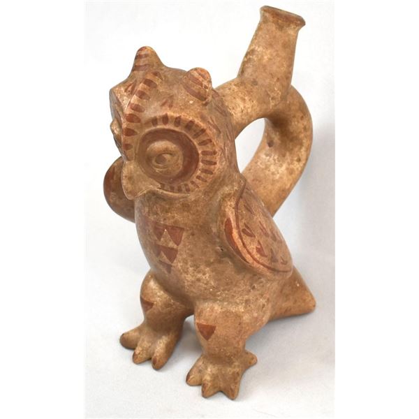 Moche' Culture Owl Stirrup Pottery Replica
