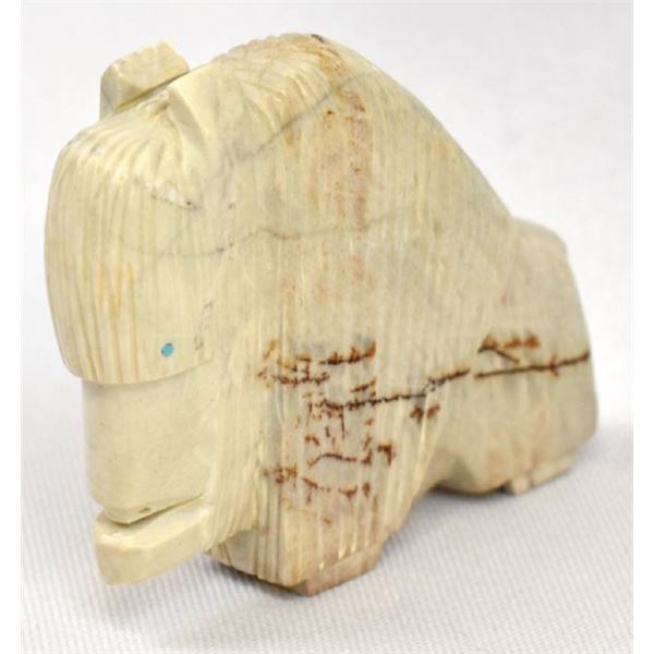 Zuni Gold Onyx Buffalo Fetish by Gilbert Lonjose