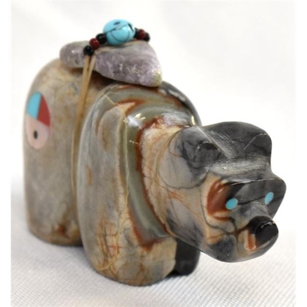 Zuni Picasso Marble Bear Fetish by Kenny Chavez