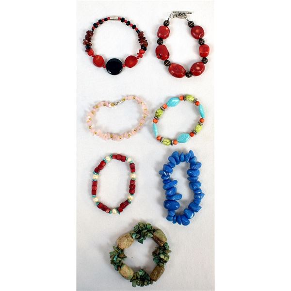 7 Stone and Coral Bracelets