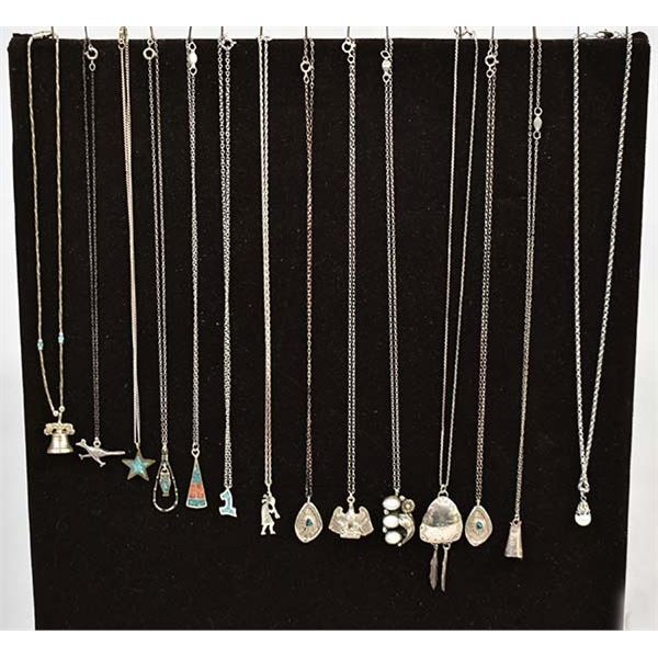 14 Pendant Necklaces, Most are Native American