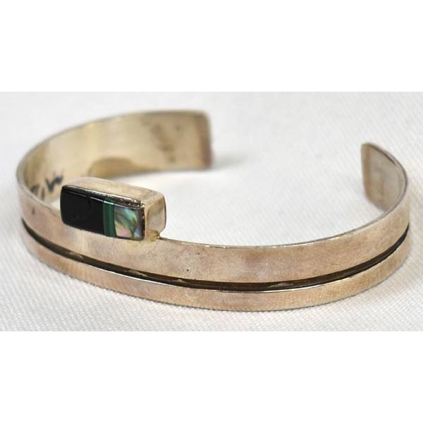 Navajo Sterling Inlay Cuff Bracelet