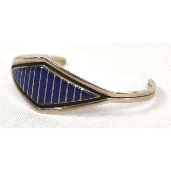 Zuni Sterling Inlay Lapis Bracelet by M. Luarkie