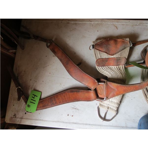 Breast Collar, 2- Martingales, 4- Front Cinches, 2- Rear Cinches, Rope Bag and New Calf Neck Rope