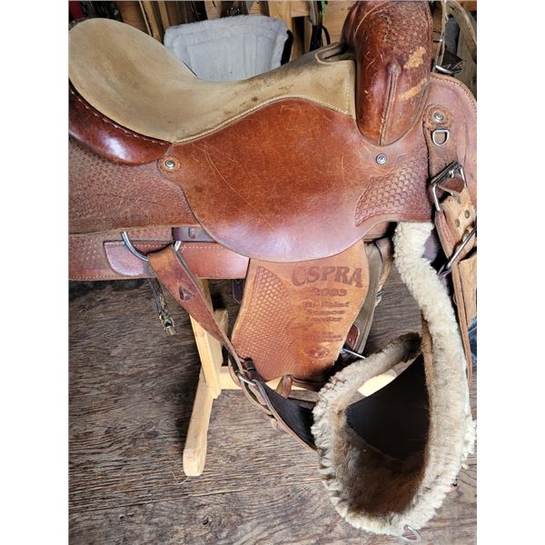 Circle Y Roping Saddle (15") c/w Cinches and Breast Collar