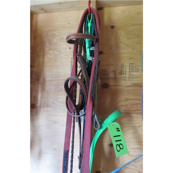 New Lime Green Biothane Tie Down, Leather Tie Down, New Neck Rope and Misc. Reins