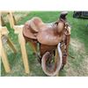 Image 5 : Tall Horse Roping Saddle (15"), Sheep Skin Cinches, Deep Stirrups and Breast Collar