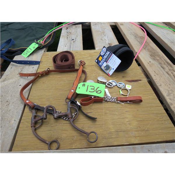 Curb Strap, 2- Pullers, 3- Rings, New Large Professional Choice Bell Boots, Latigo Broken Bridle and