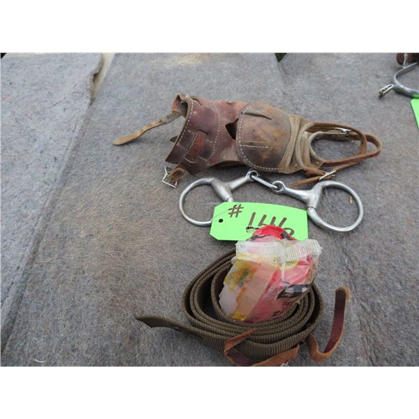 Skid Boots, Latigo, 3 pc Snaffle and Vet Wrap