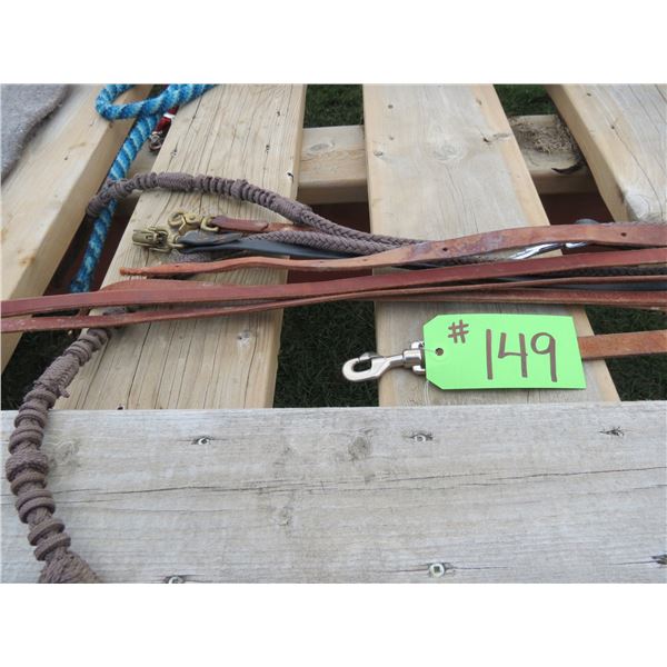 Biothane Tie Down Strap, Leather Tie Down Strap and 4- Reins