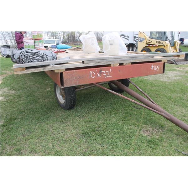 10' x 32' Triple Axle Hay Rack c/w Steel Frame