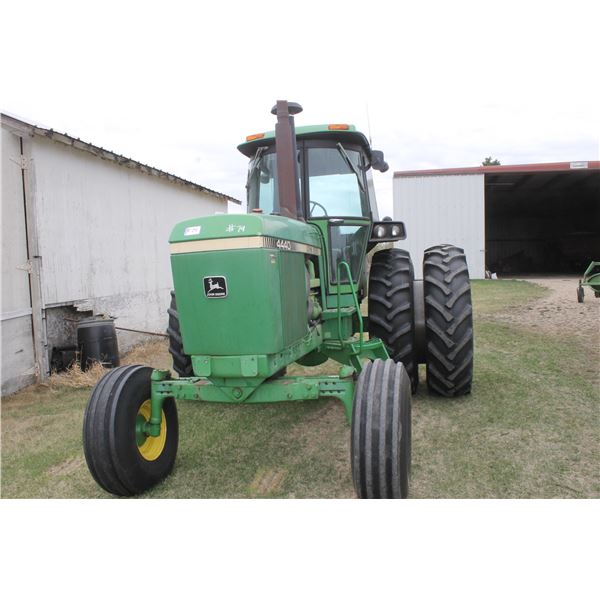 JD 4440 CAHR Tractor, 7803 Hrs, Quad Range, 3 Hyd, 1000 PTO, 18.4 x 38's, #4440H067478RW, One Owner
