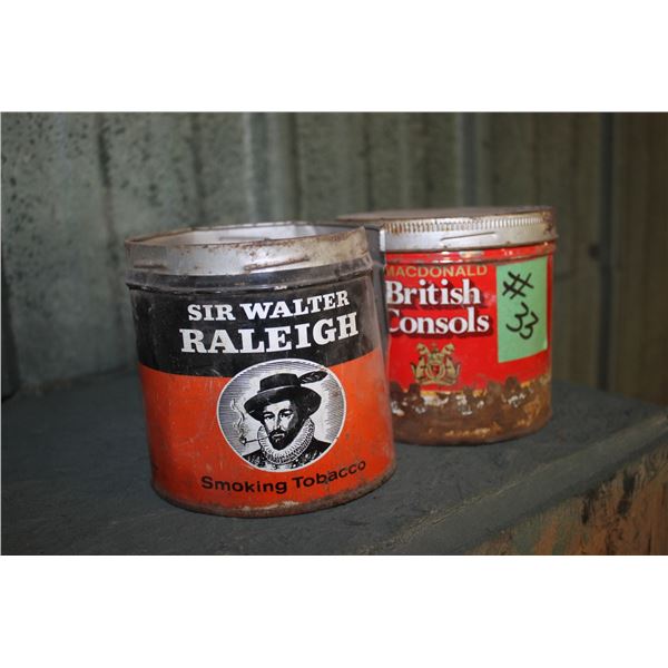 RALEIGH & BC TOBACCO TINS