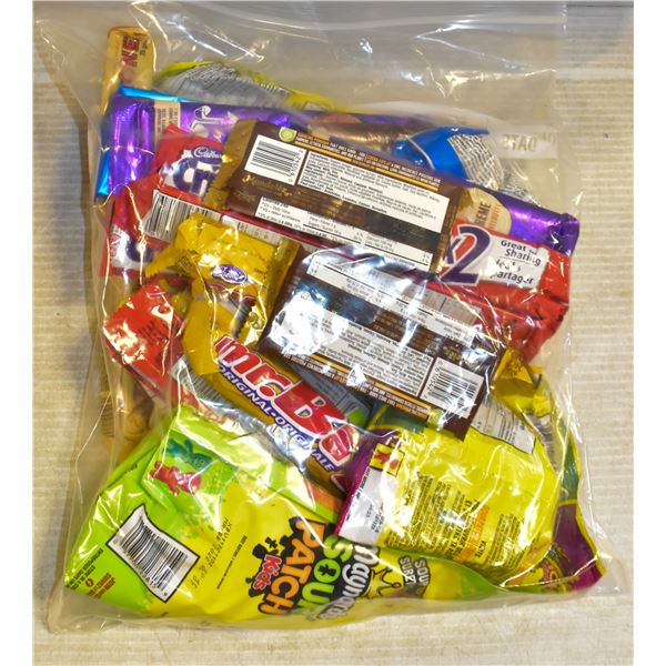 BAG OF ASSORTED BRAND NAME CANDY + CHOCOLATES