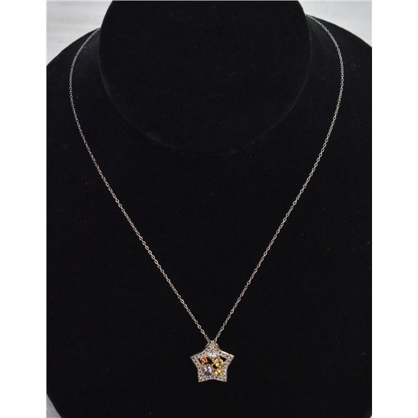 #361-GENUINE PERIDOT,CITRINE,GARNET,PENDANT NECKLA