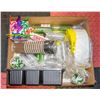 Image 1 : BOX OF SUMMER DECK/PARTY/CAMPING SUPPLIES