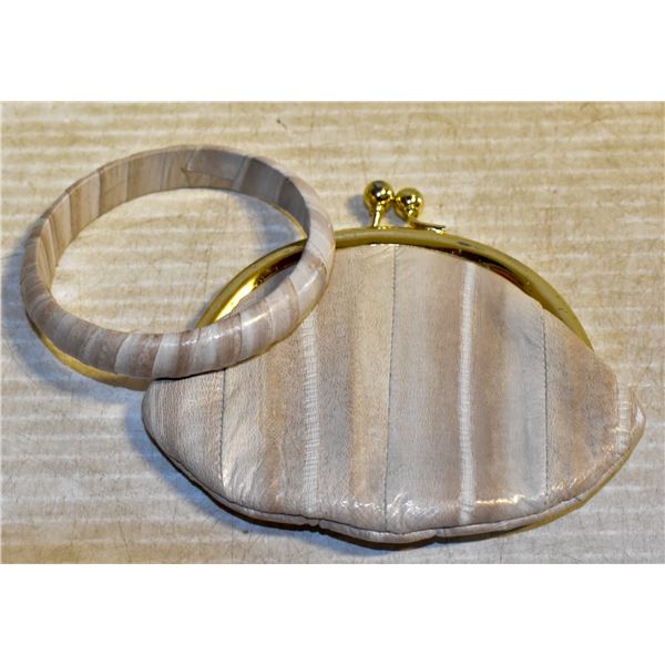 VINTAGE EEL SKIN POUCH & EEL SKIN BANGLE
