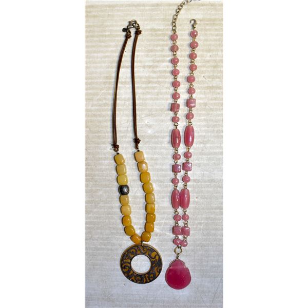 VINTAGE ROSE QUARTZ & AGATE NECKLACES