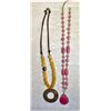 Image 1 : VINTAGE ROSE QUARTZ & AGATE NECKLACES