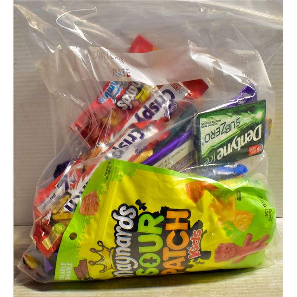 BAG OF ASSORTED BRAND NAME CANDY + CHOCOLATES