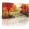 Image 1 : NEW 39 X 19.5" AUTUMN RIVER/TREES WALL ART ON