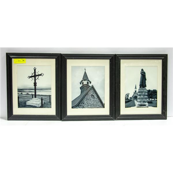 3 FRAMED CHURCH PRINTS 15 IN X 12 IN
