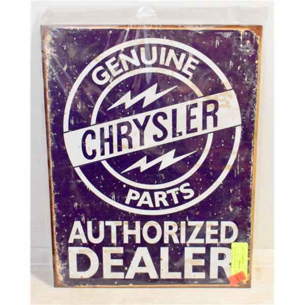 "GENUINE CHRYSLER PARTS" METAL SIGN - 13 X 16