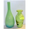 Image 1 : PAIR OF GREEN ART GLASS VASES