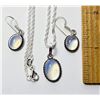Image 1 : 14)  SET OF OVAL NATURAL OPALINE DROP EARRINGS