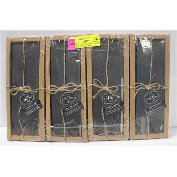 4 PACKS OF WILLOW SLATE PLANT LABELS W. SOAP STONE