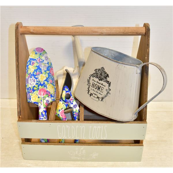 GARDENING KIT CONTAINS WOODEN TOOLBOX, TROWEL