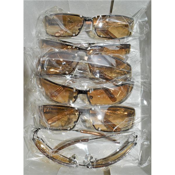 CASE OF 6 SMOKED BROWN SUNGLASSES WITH RUBBER