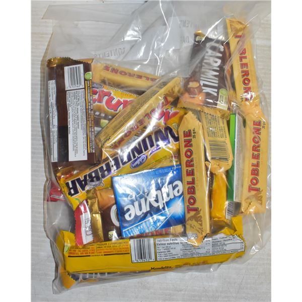 BAG OF ASSORTED BRAND NAME CANDY + CHOCOLATES