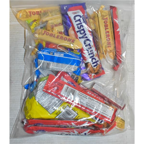 BAG OF ASSORTED BRAND NAME CANDY + CHOCOLATES