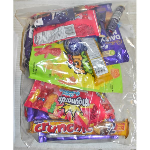 BAG OF ASSORTED BRAND NAME CANDY + CHOCOLATES