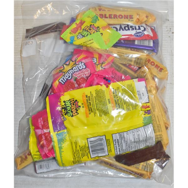 BAG OF ASSORTED BRAND NAME CANDY + CHOCOLATES