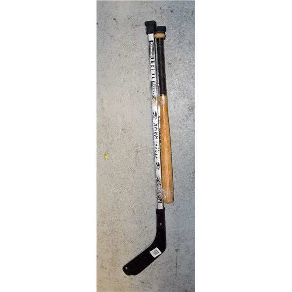 2 NEW YOUTH STREET HOCKEY STICKS, & WOOD BAT