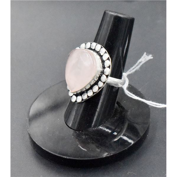 #59-NATURAL PINK ROSE QUARTZ RING/SIZE 7