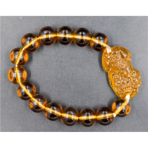 #70-YELLOW OBSIDIAN BEAD  BRACELET 10MM/8"