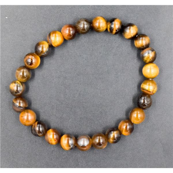 #96-NATURAL TIGER EYE BEAD BRACELET 8MM/7.5"