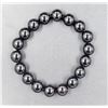 Image 1 : #73- NATURAL BLACK OBSIDIAN BEAD  BRACELET 10MM/8"