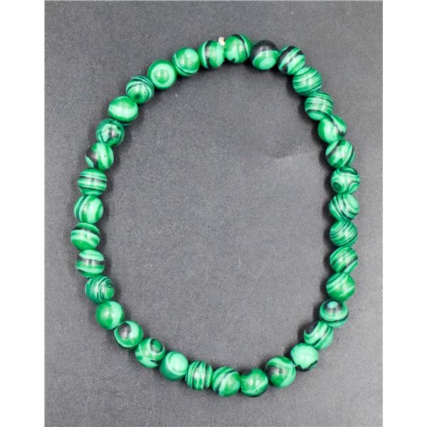 #79-GREEN MALACHITE BEAD BRACELET 6MM/8"